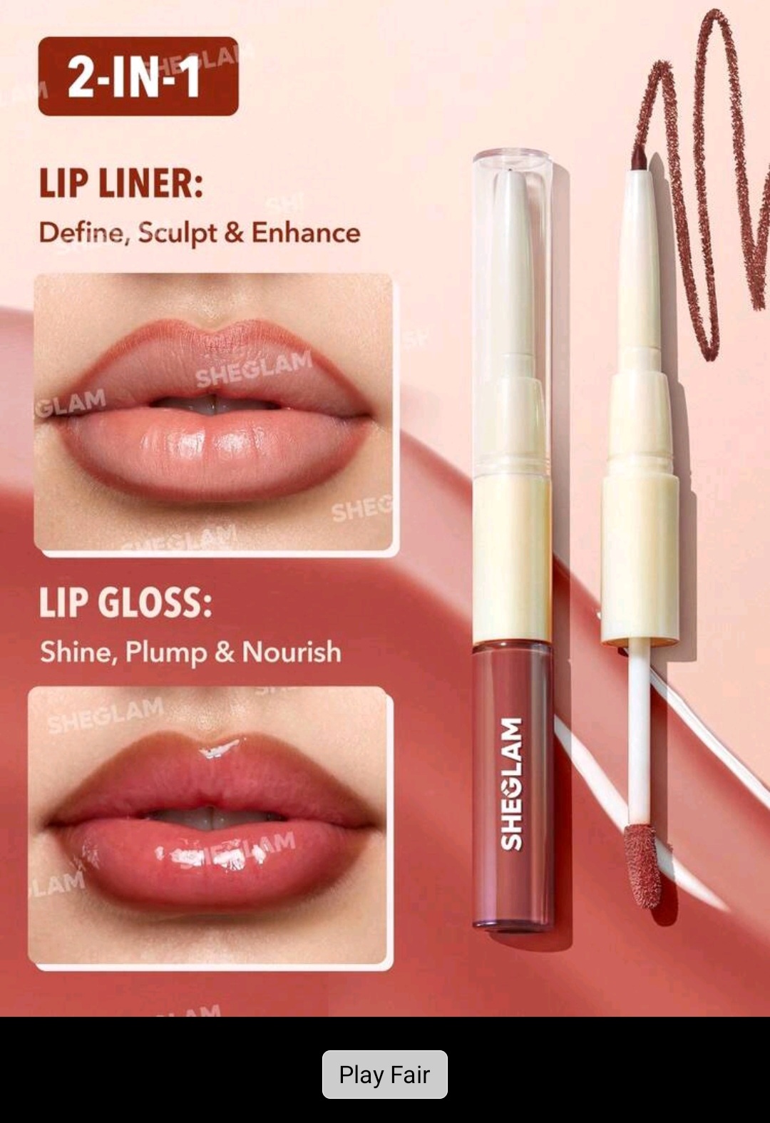 22. Sheglam 2-in-1 Liner + Gloss - Play Fair
