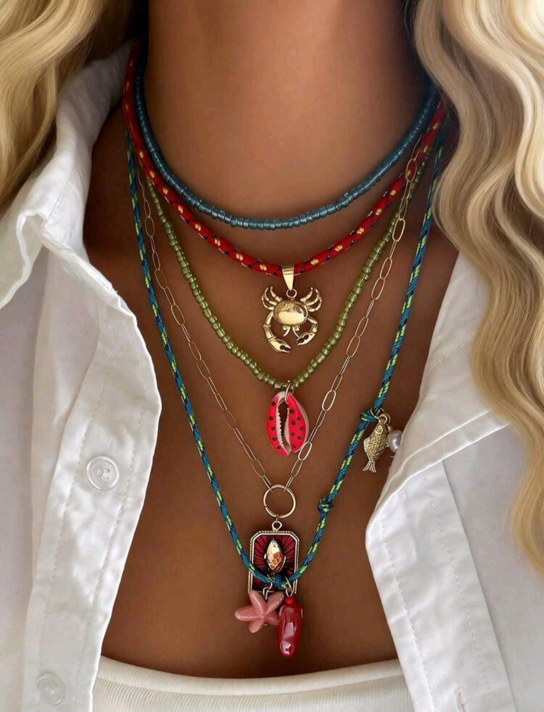 05. Ocean Charm Layered Necklace Set