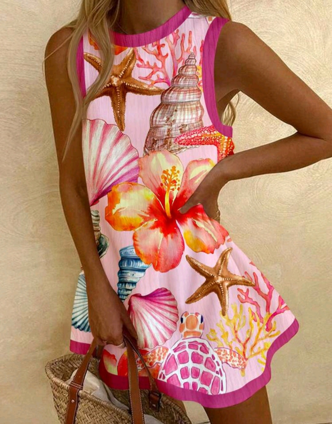 19. Pink Seashell & Coral Tank Mini Dress