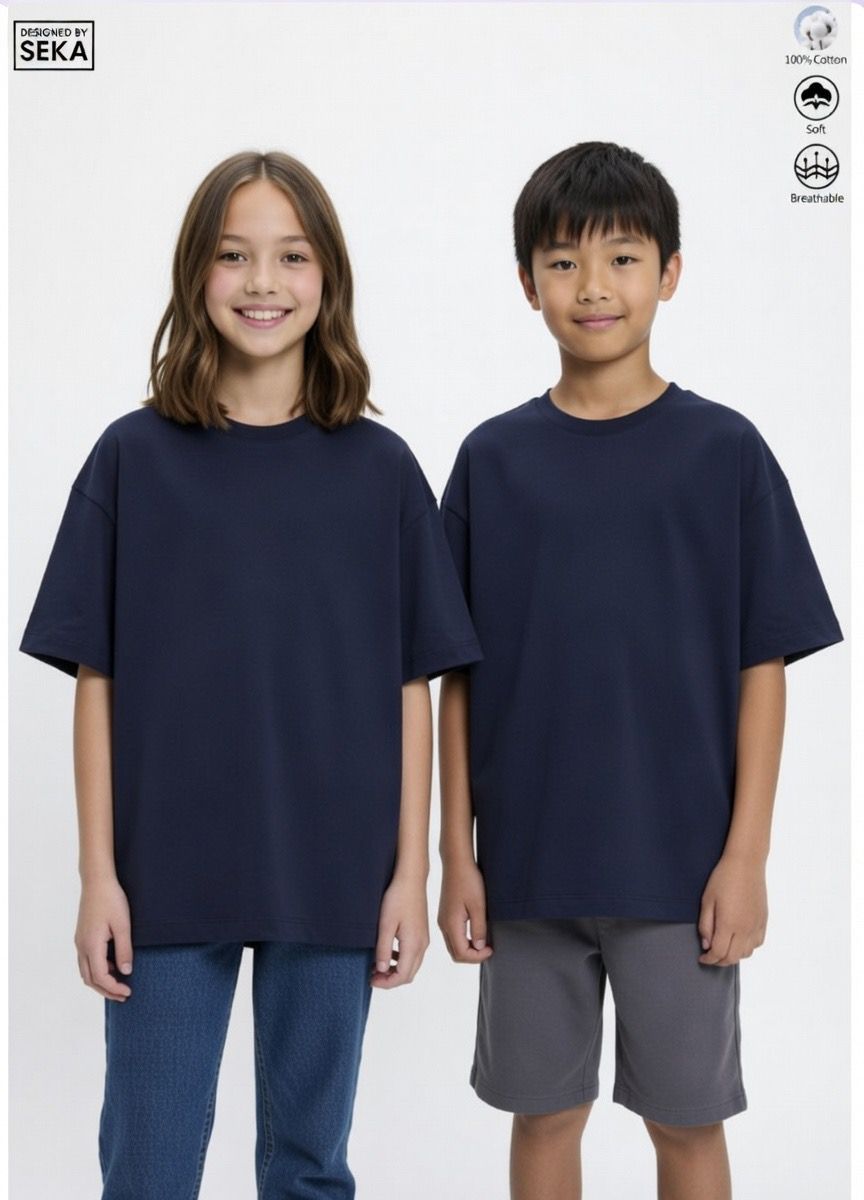 05. Seka Navy Oversized Cotton Tee