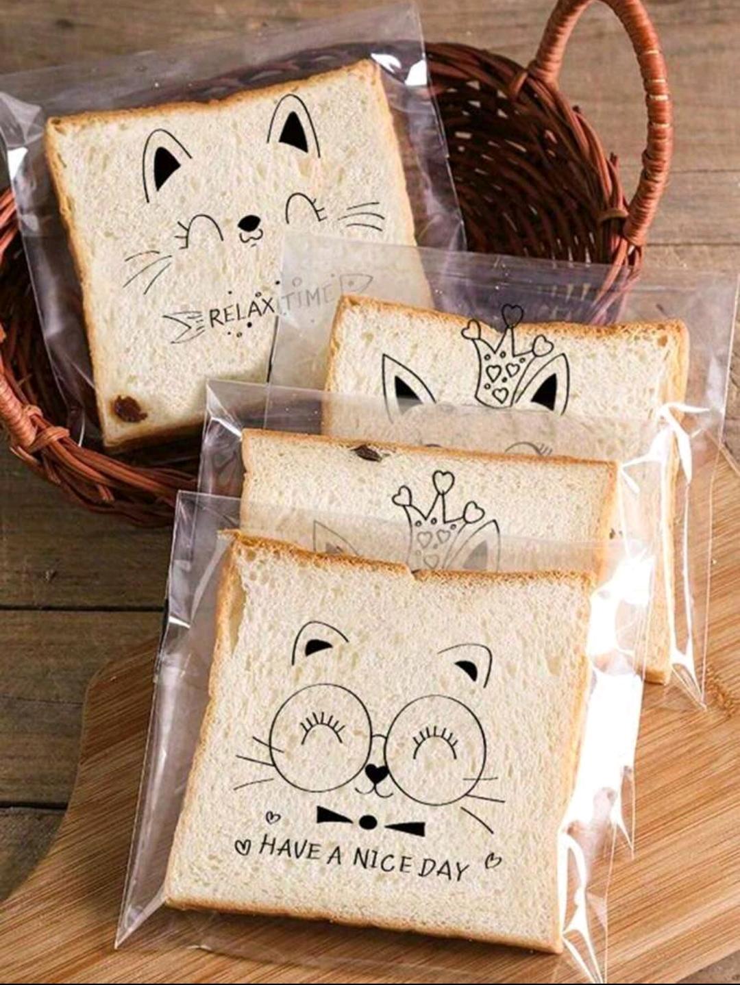 21. Cute Cat Sandwich Bags — 100 pcs
