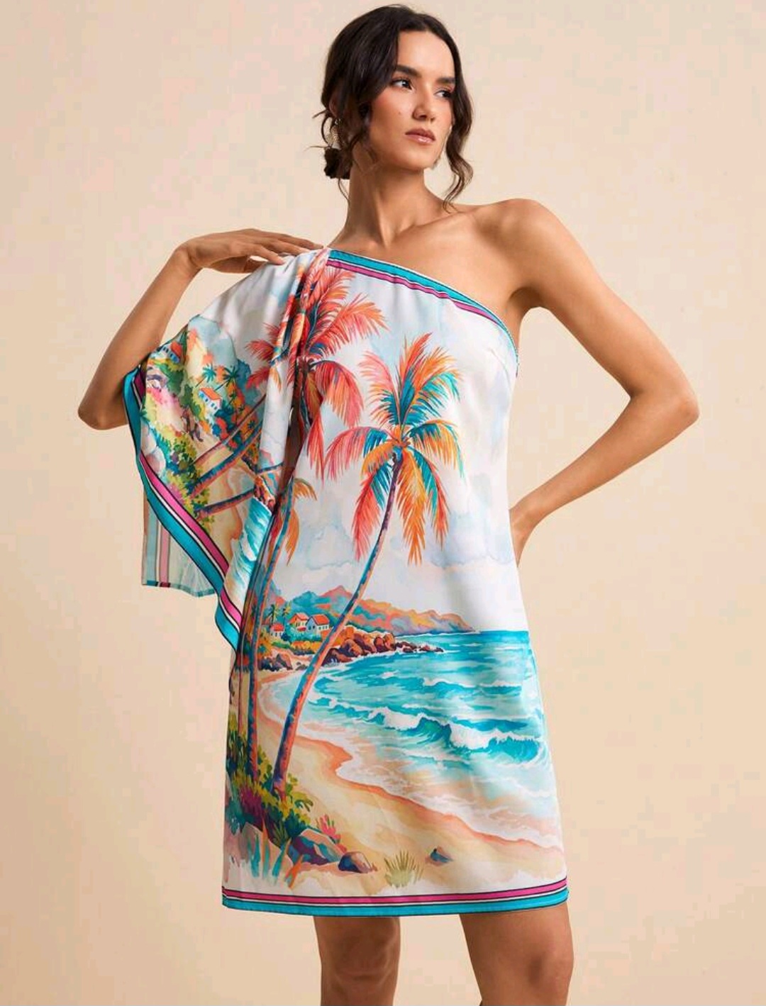 14. Palm Beach One-Shoulder Mini Dress
