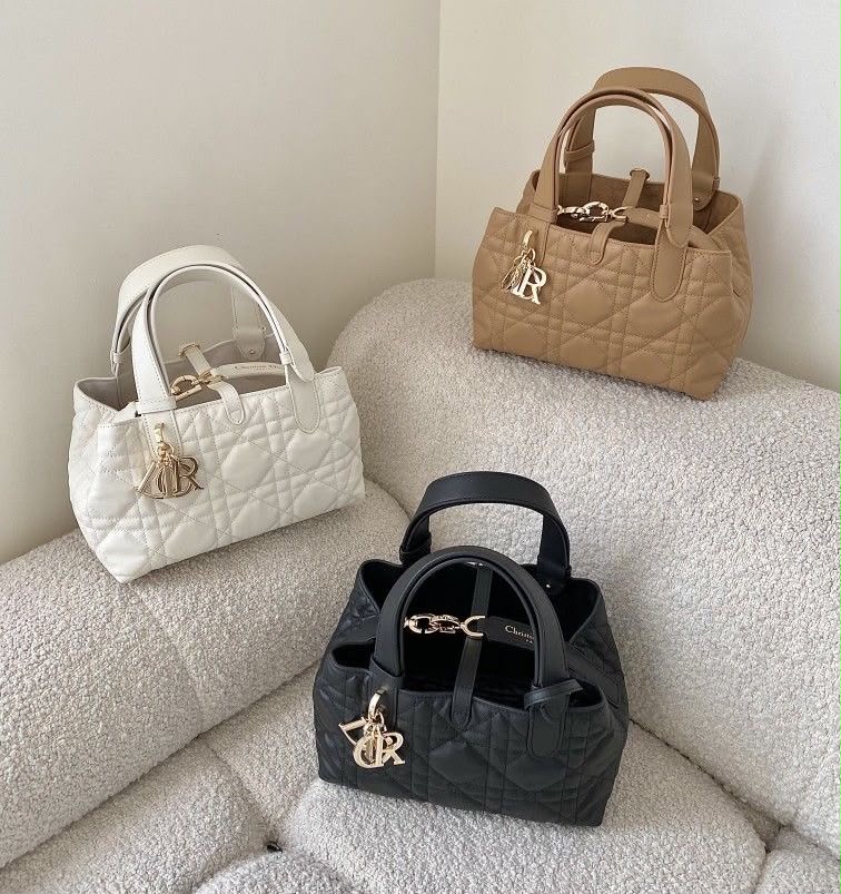06. Dior-Style Cannage Quilted Top-Handle Tote — White