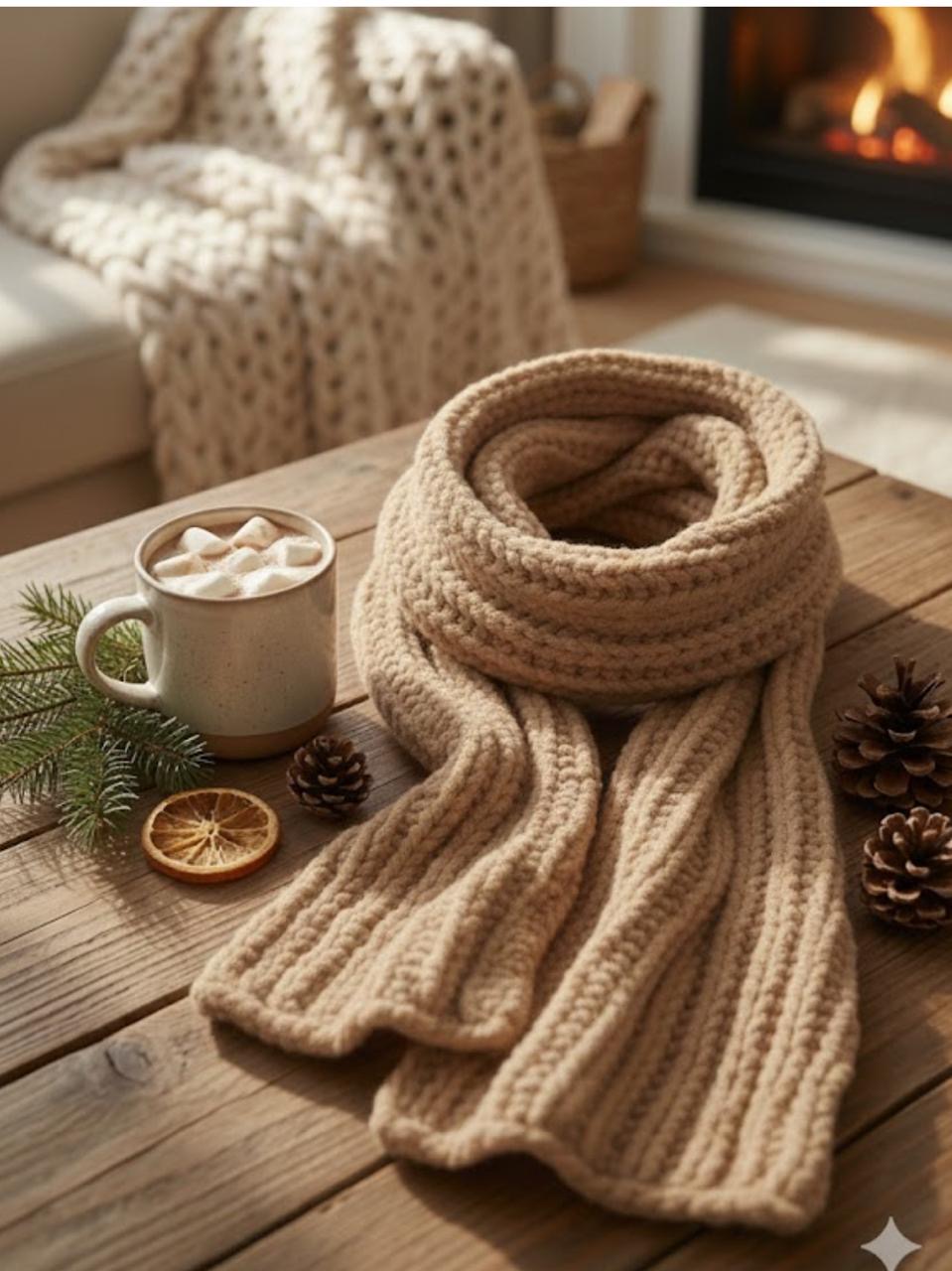 19. Chunky Knit Infinity Scarf — Beige