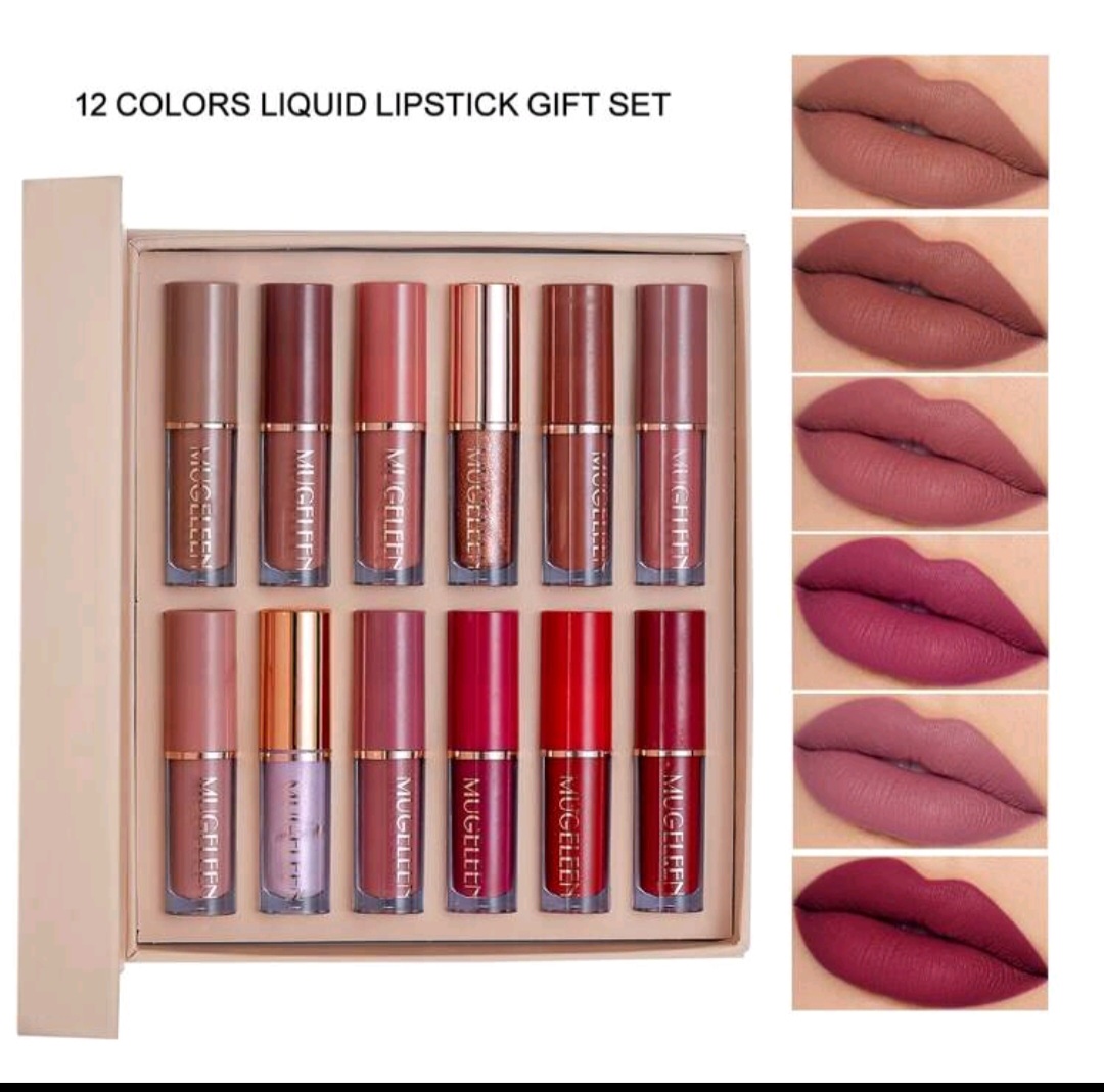 17. Mugeleen 12-Color Liquid Lipstick Gift Set