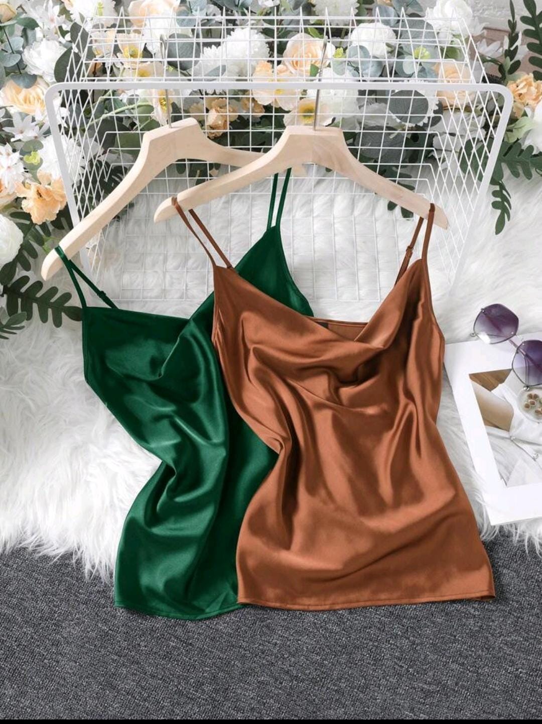 10. Satin Cowl-Neck Cami Top