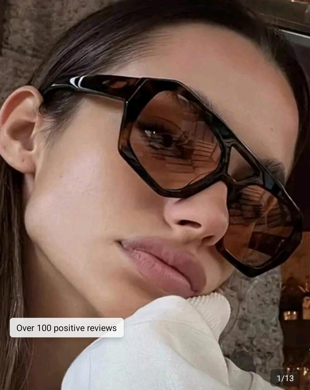 08. Oversized Geometric Brown Sunglasses