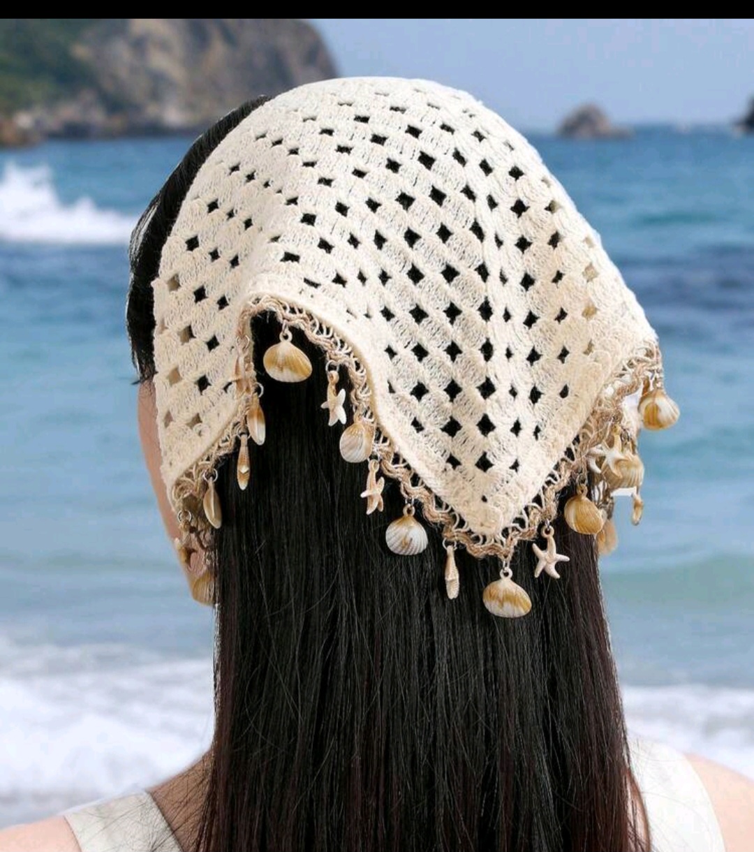 07. Crochet Shell Charm Beach Bandana