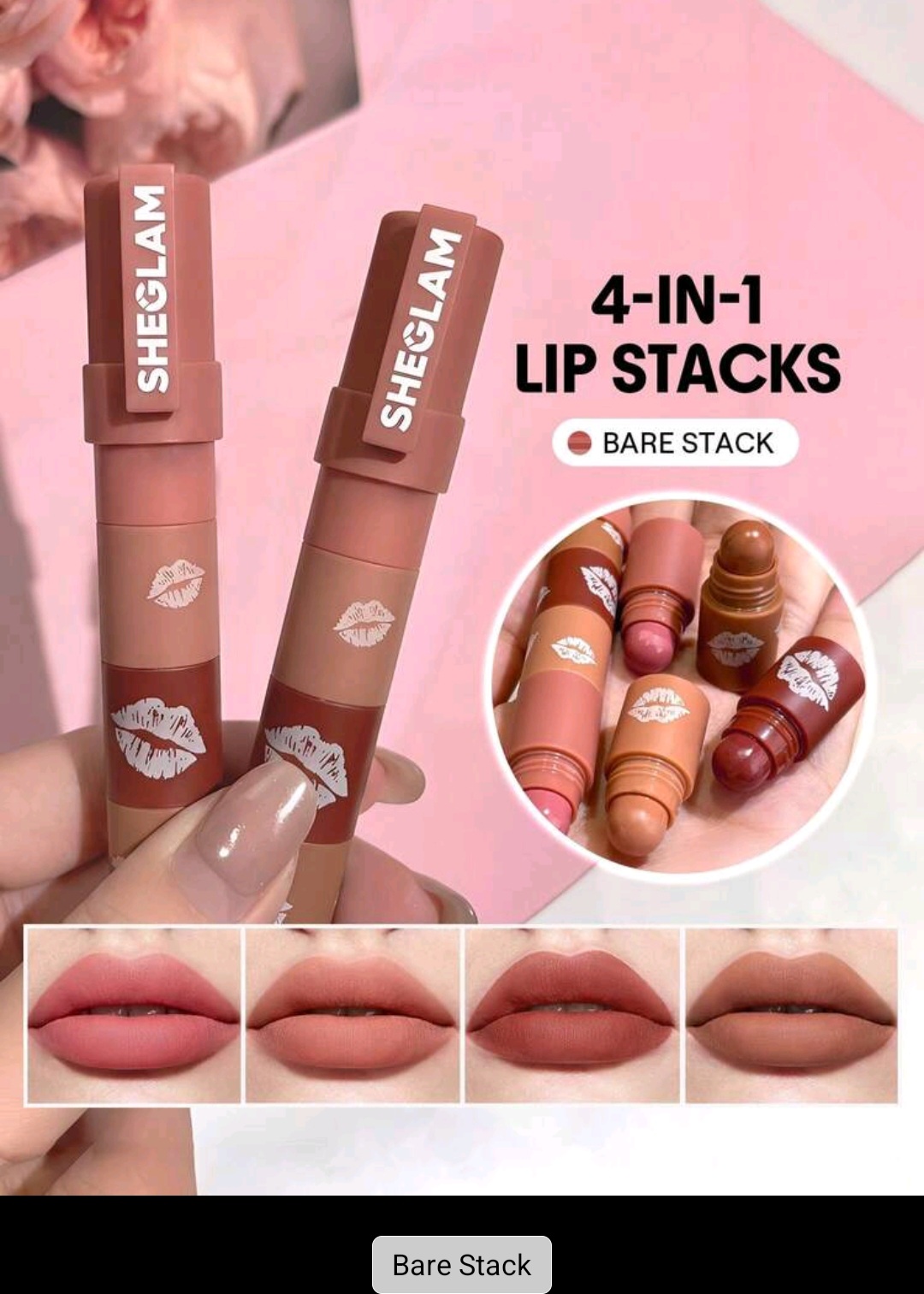 23. Sheglam 4-in-1 Lip Stacks - Bare Stack