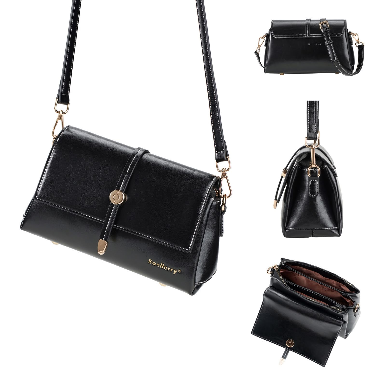 08. Baellerry-Style Flap Crossbody Bag — Black