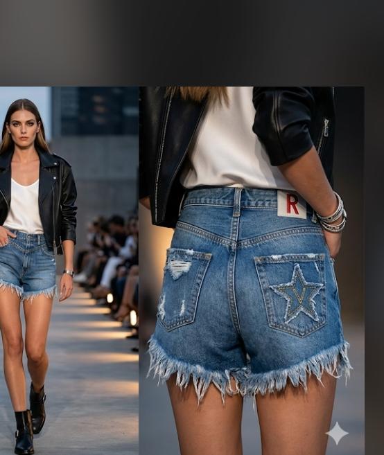 14. Star Pocket Frayed Denim Shorts