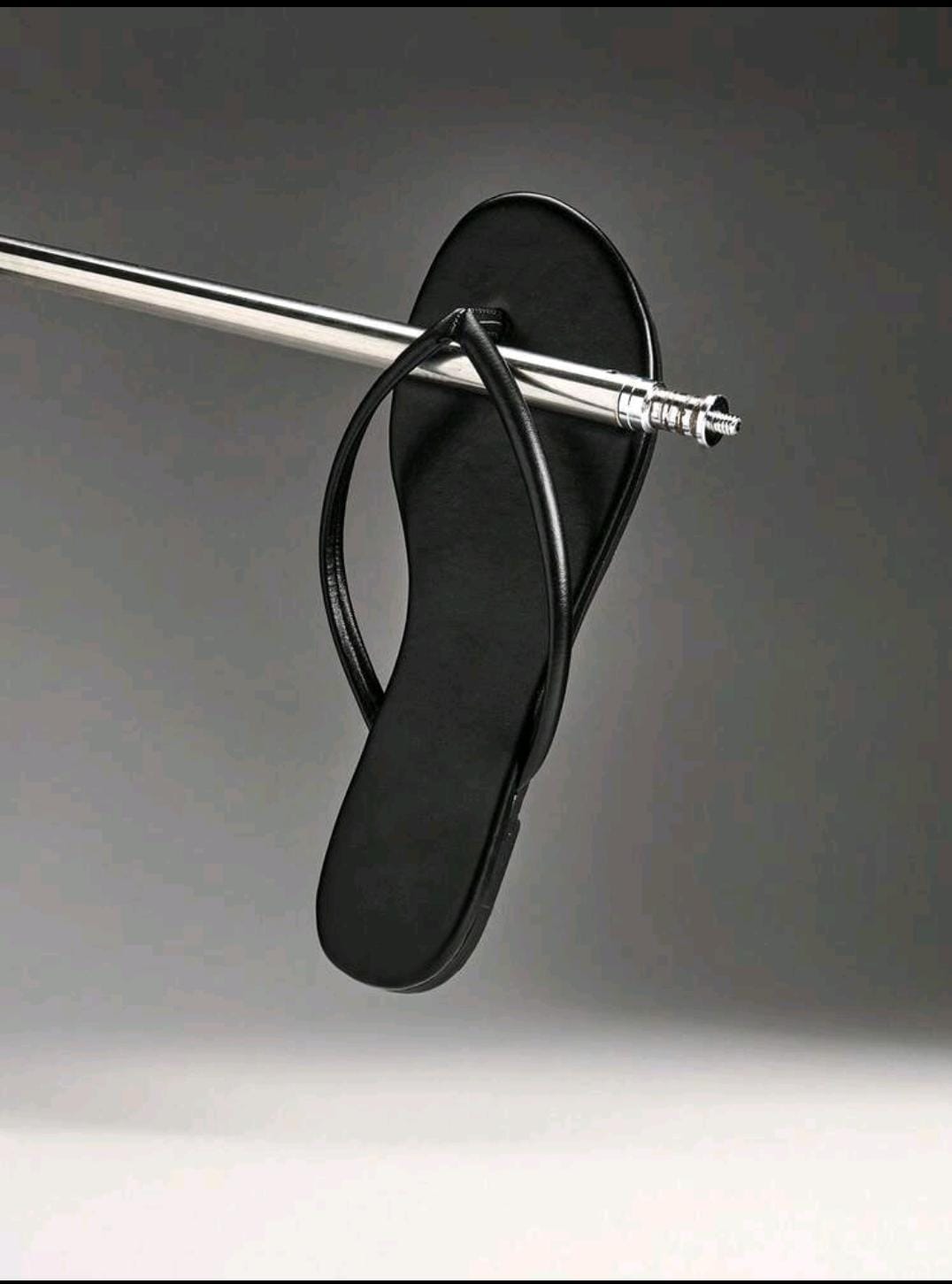 04. Black Leather Thong Flat Sandal