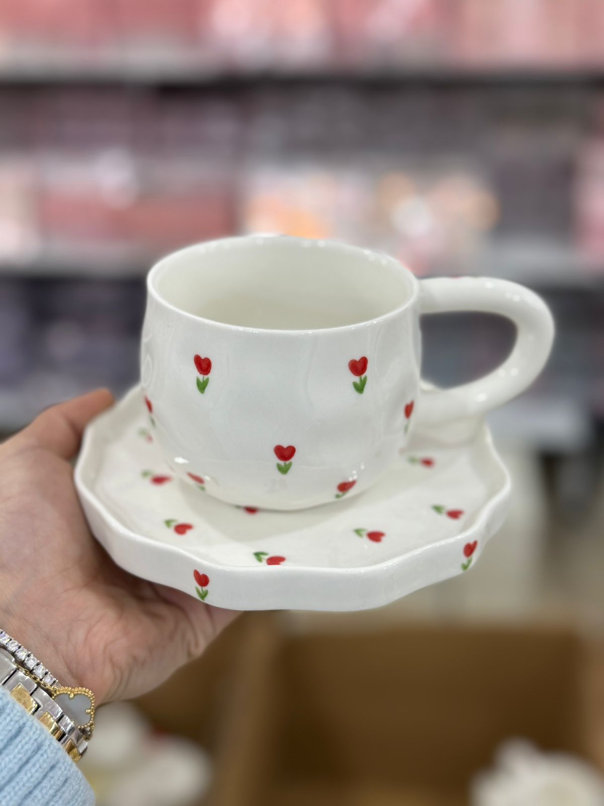 06. Tulip Hand-Painted Mug & Saucer Set