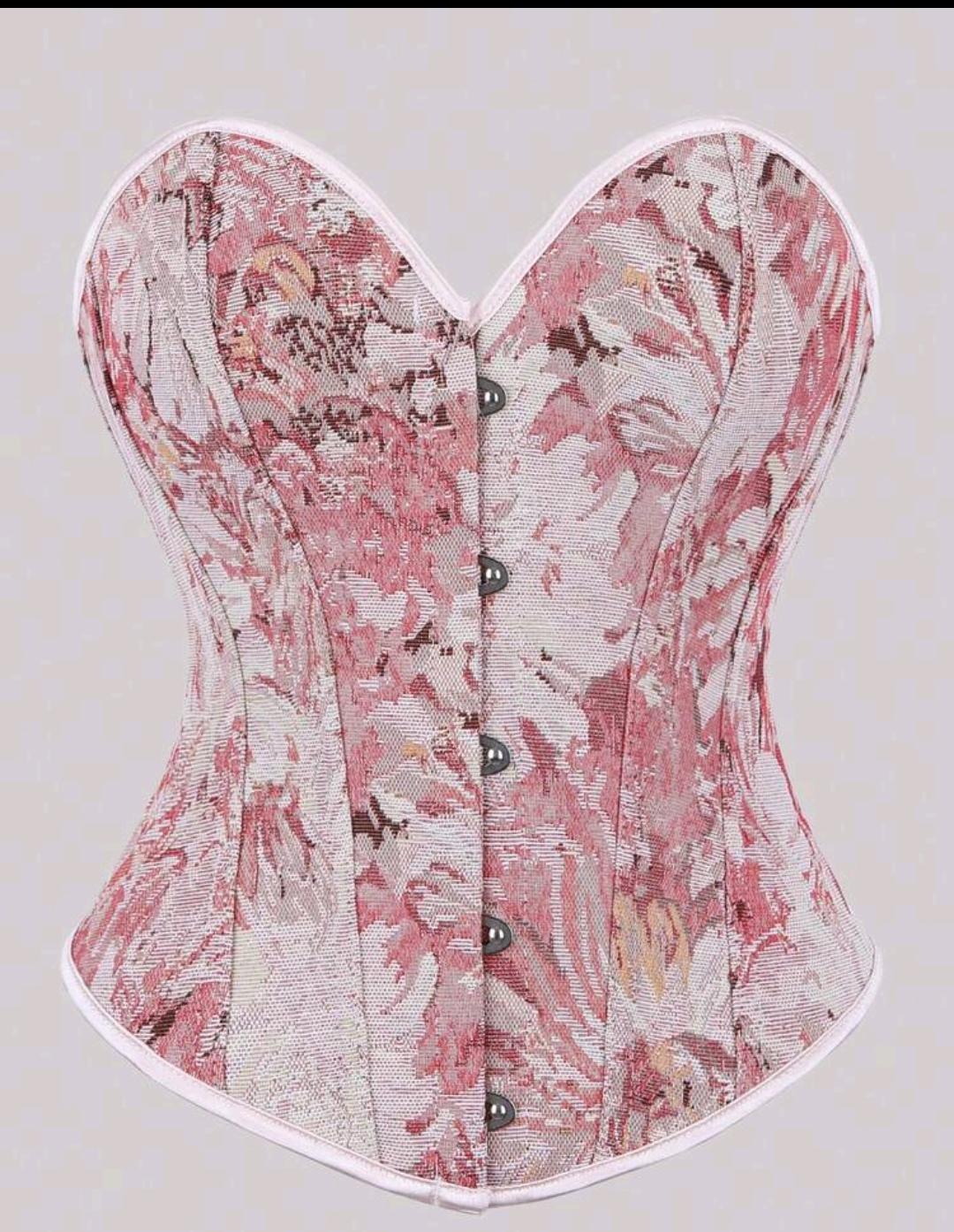 03. Pink Floral Tapestry Bustier Corset