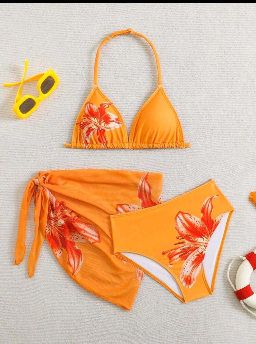 07. Orange Lily Bikini Set (3pc)