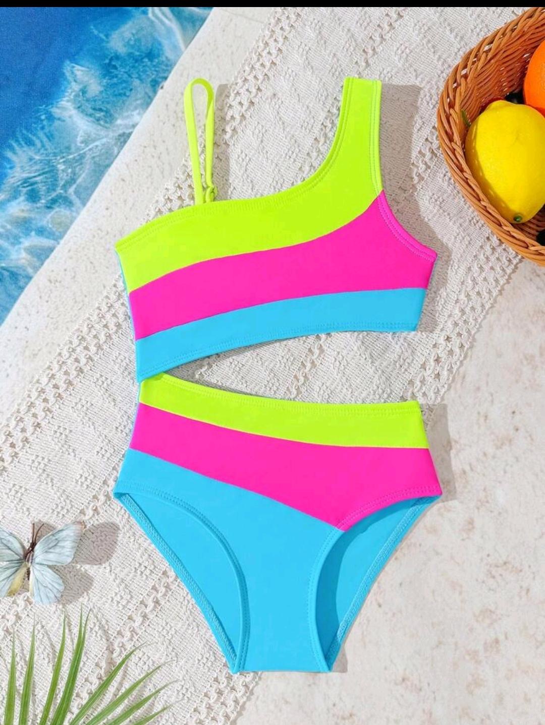 17. Neon Colorblock Cutout Swimsuit
