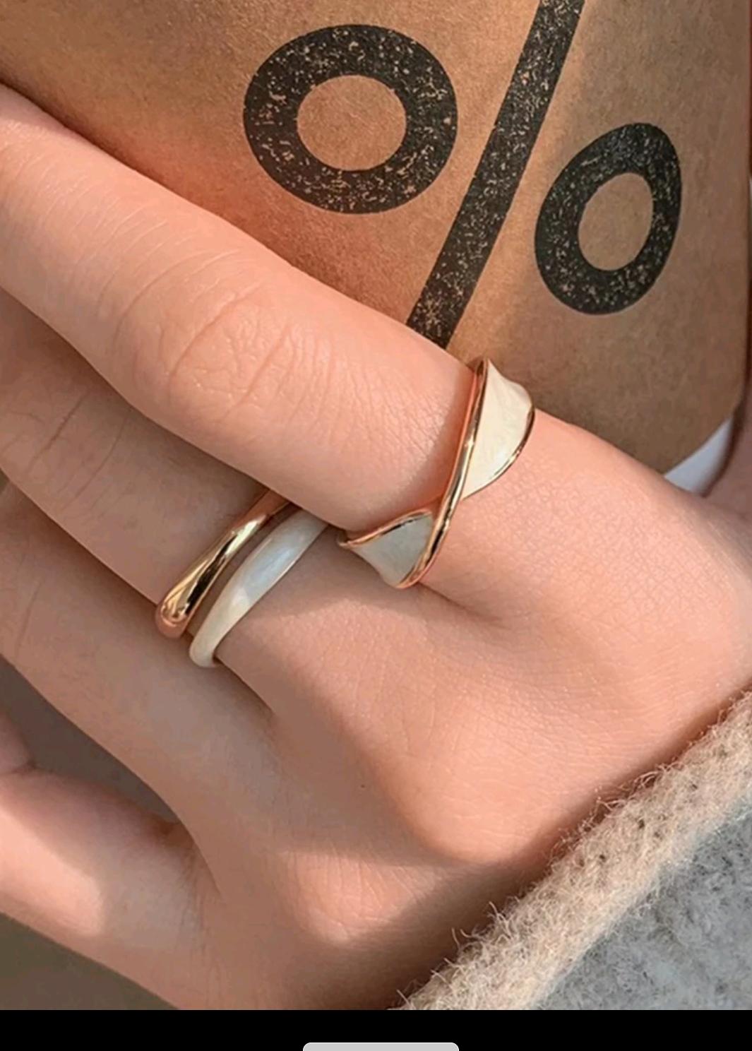 15. Mother-of-Pearl Gold Open Ring