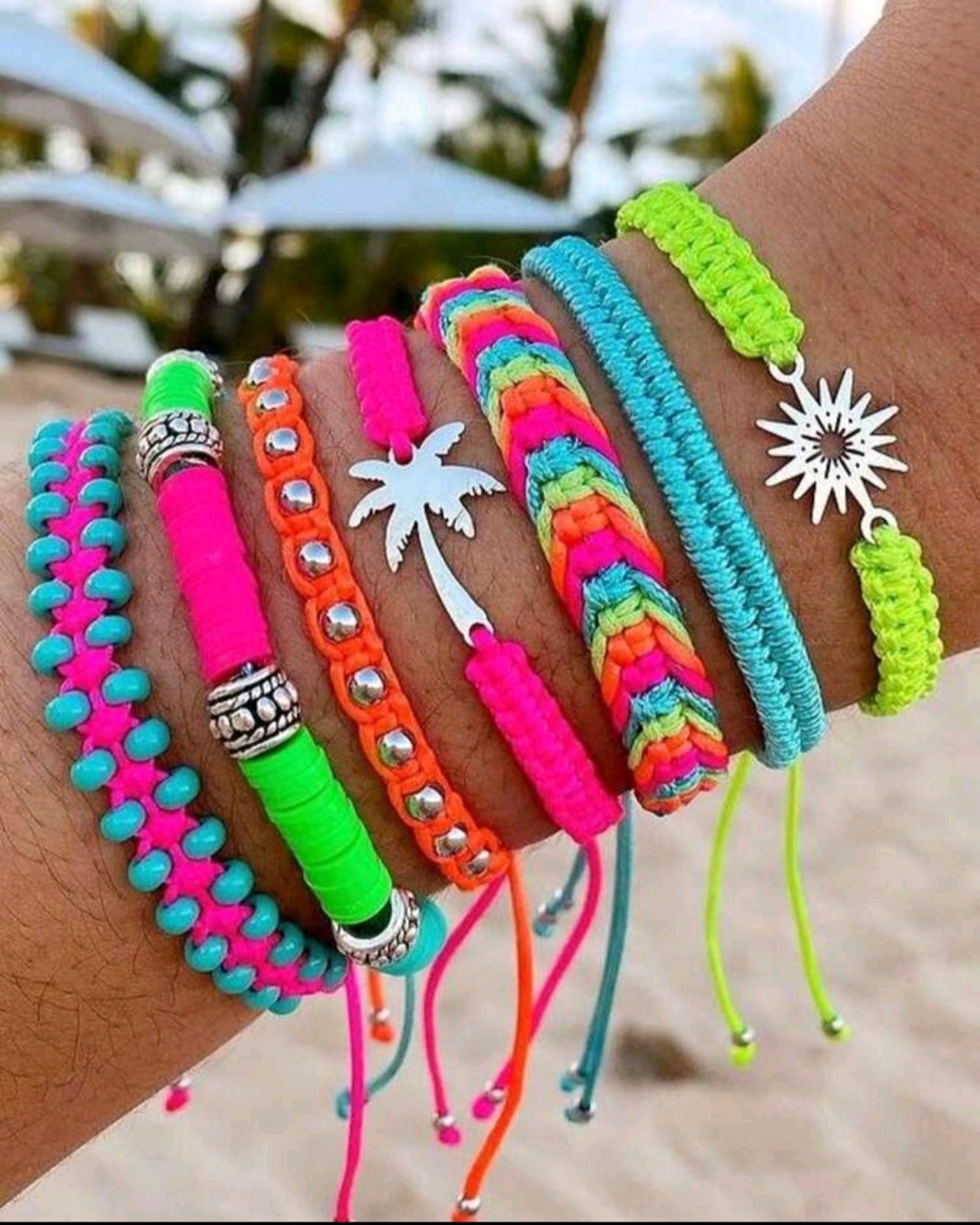 02. Neon Macramé Bracelets Stack