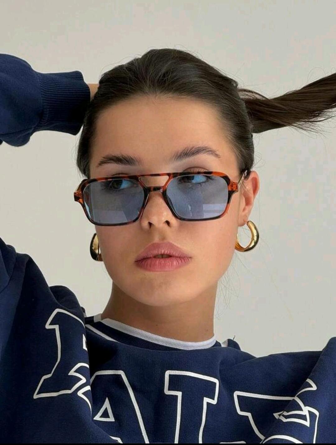 09. Tortoise Aviator Blue-Tint Sunglasses