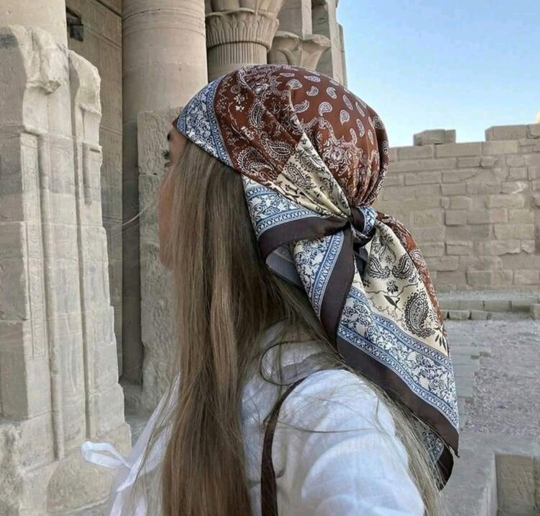 06. Brown & Blue Paisley Bandana Head Scarf