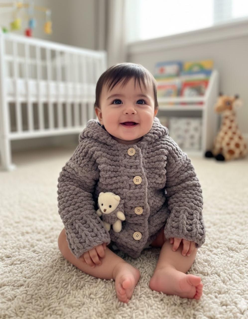 05. Chunky Knit Hooded Cardigan — Taupe