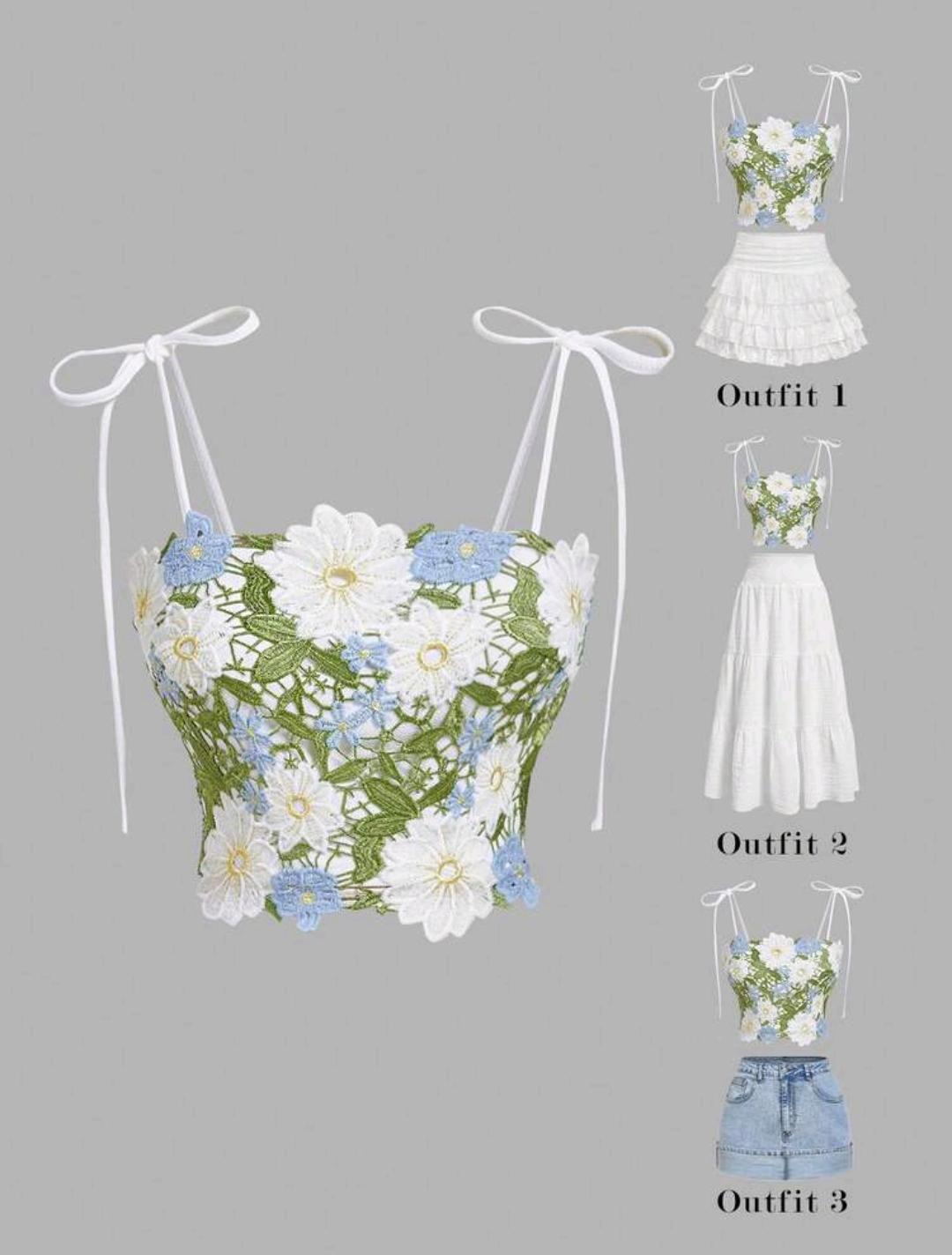 03. Daisy Crochet Tie-Strap Corset Top
