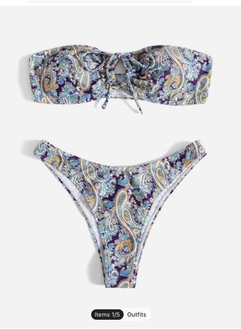 61. Paisley Print Bandeau Bikini Set