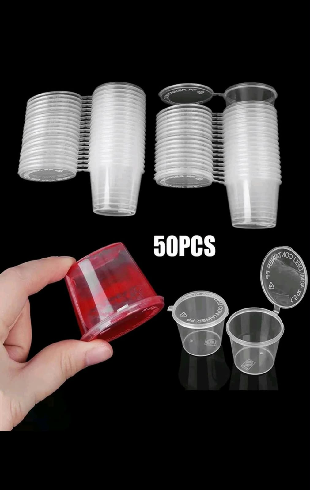 22. Mini Sauce Cups with Lids — 50 pcs