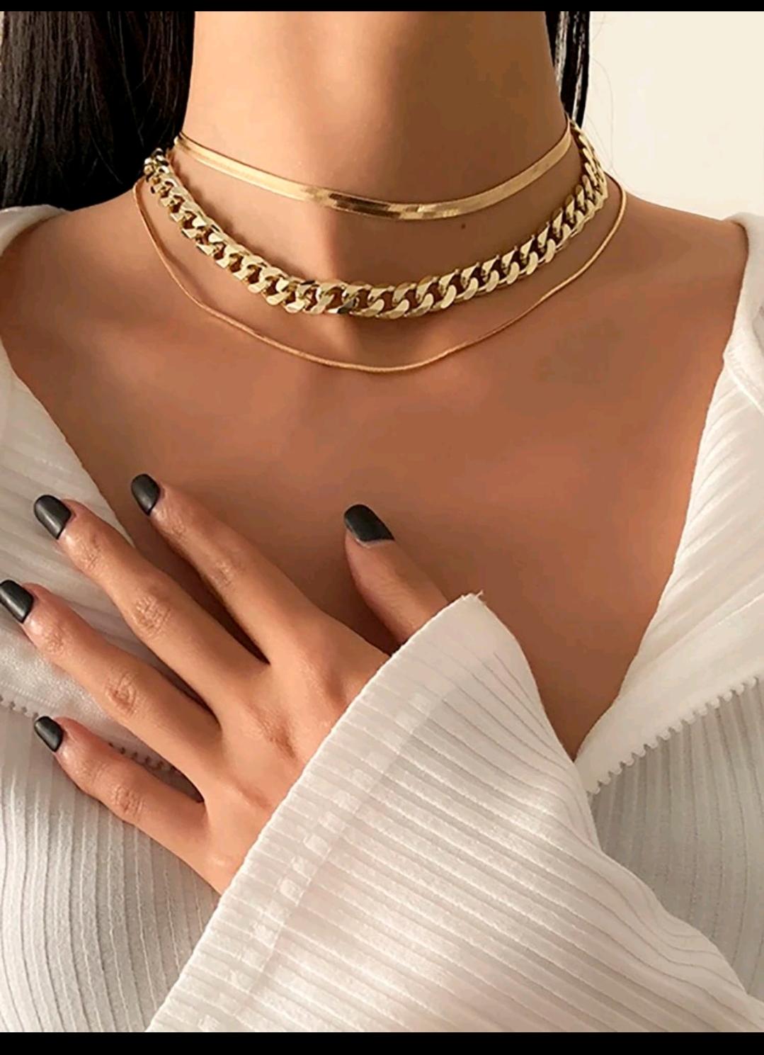 21. Gold Snake & Cuban Chain Layered Choker