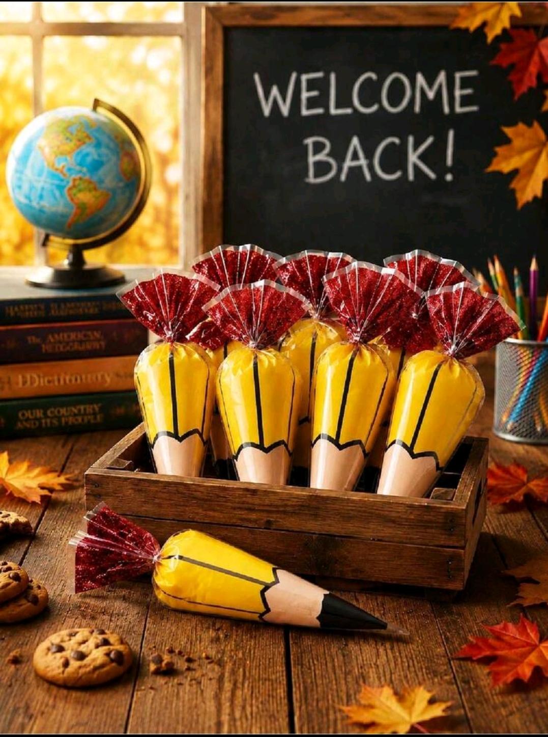20. Pencil Shape Treat Cone Bags — 100 pcs