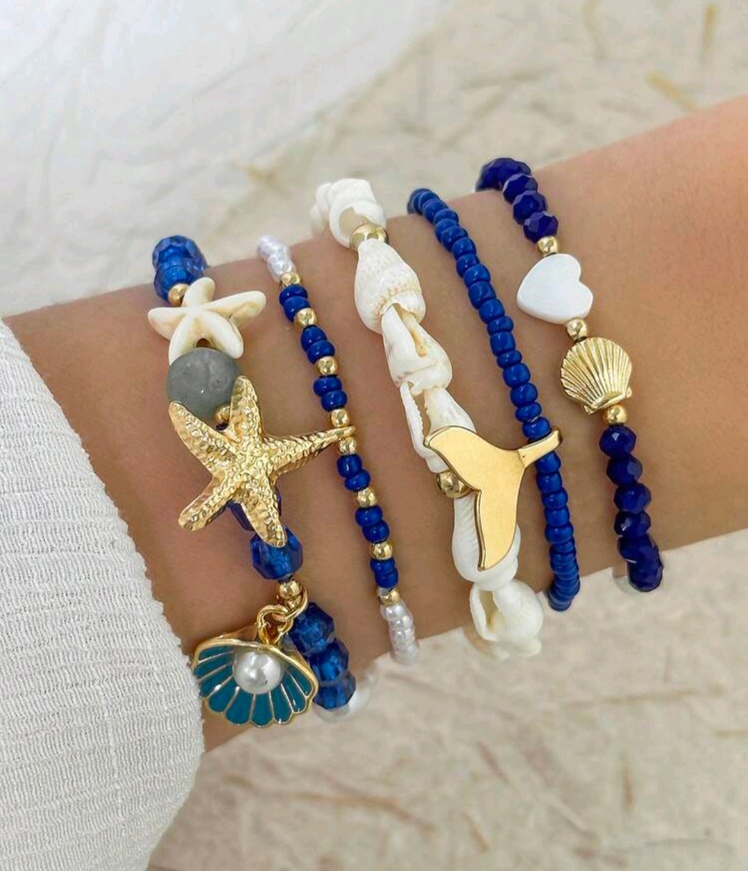 10. Blue Ocean Charm Bracelet Set