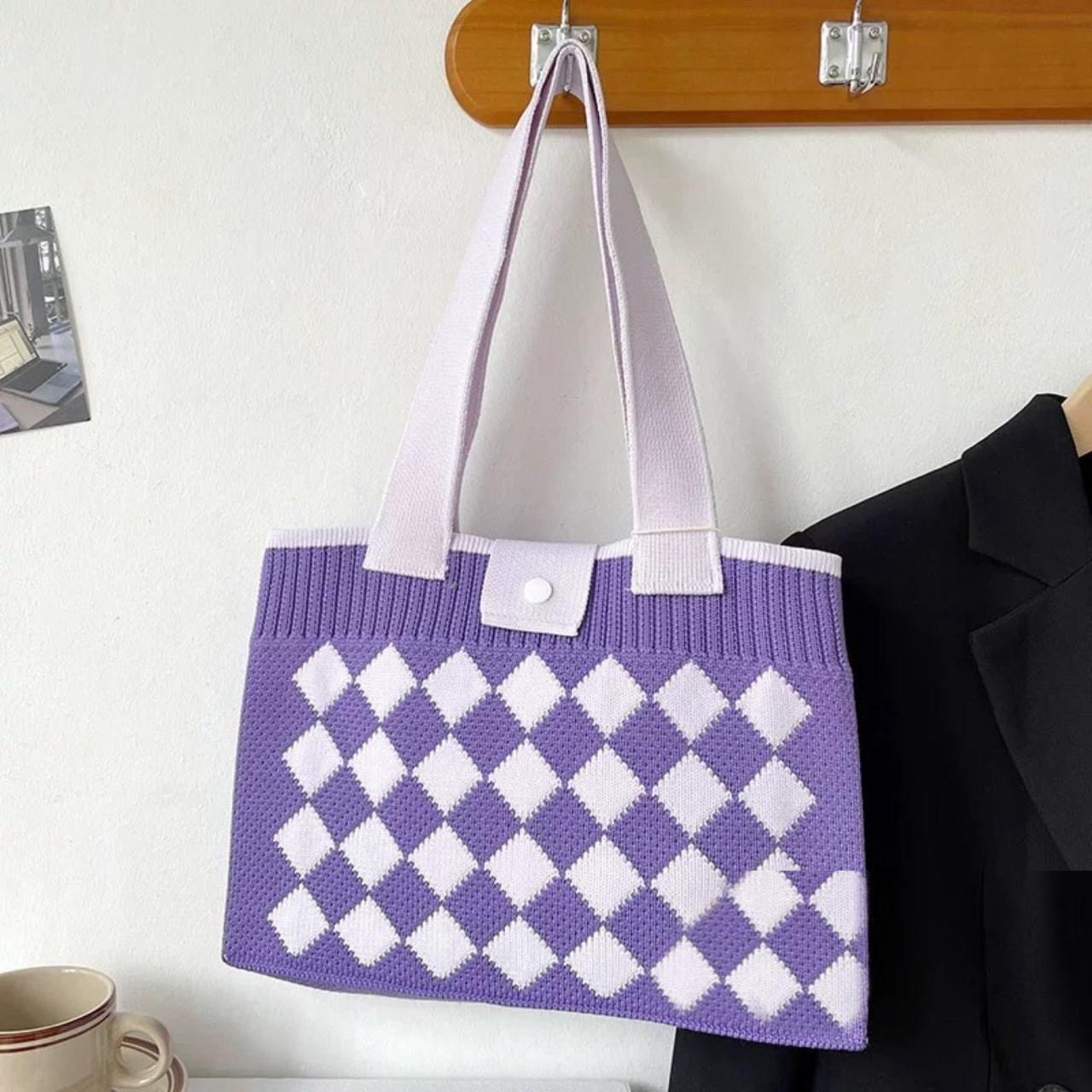 06. Argyle Knit Tote — Lavender